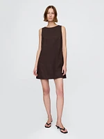 Linen-Blend Mini Shift Dress