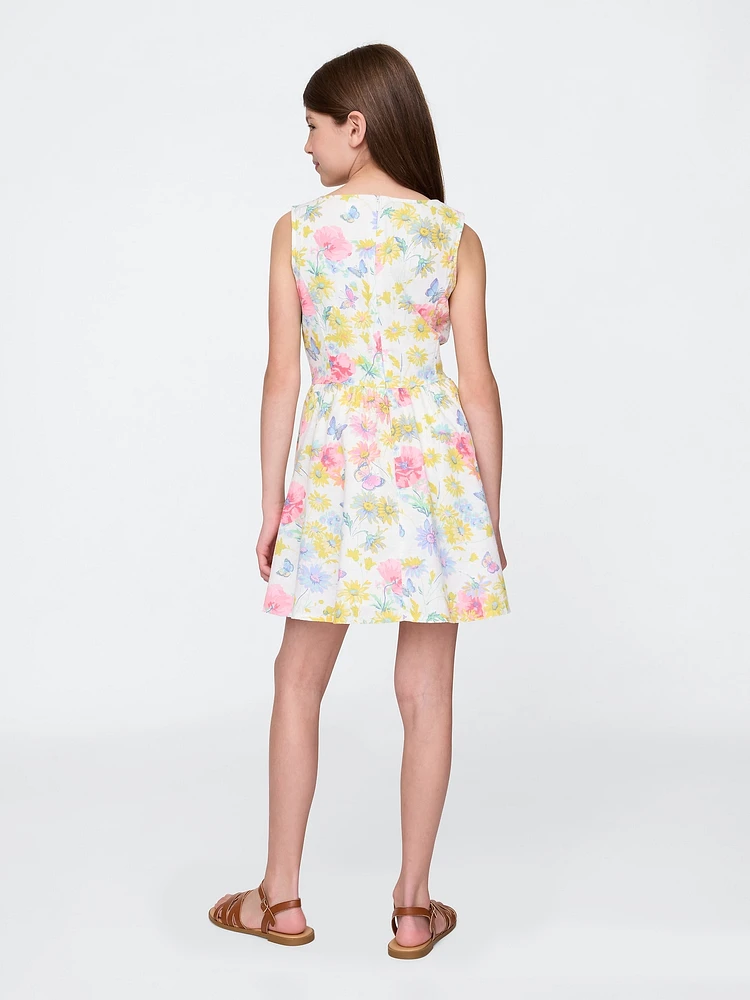 Kids Linen-Cotton Floral Dress