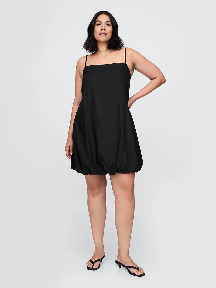 Linen-Blend Bubble Mini Dress