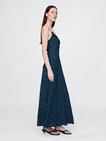 Crepe Lace-Trim Sweetheart Maxi Dress