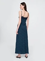 Crepe Lace-Trim Sweetheart Maxi Dress