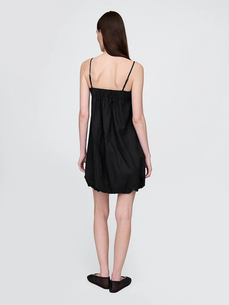 Linen-Blend Bubble Mini Dress