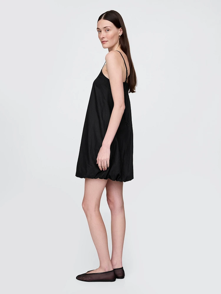 Linen-Blend Bubble Mini Dress