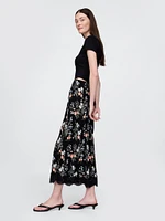 Crepe Lace-Trim Maxi Skirt