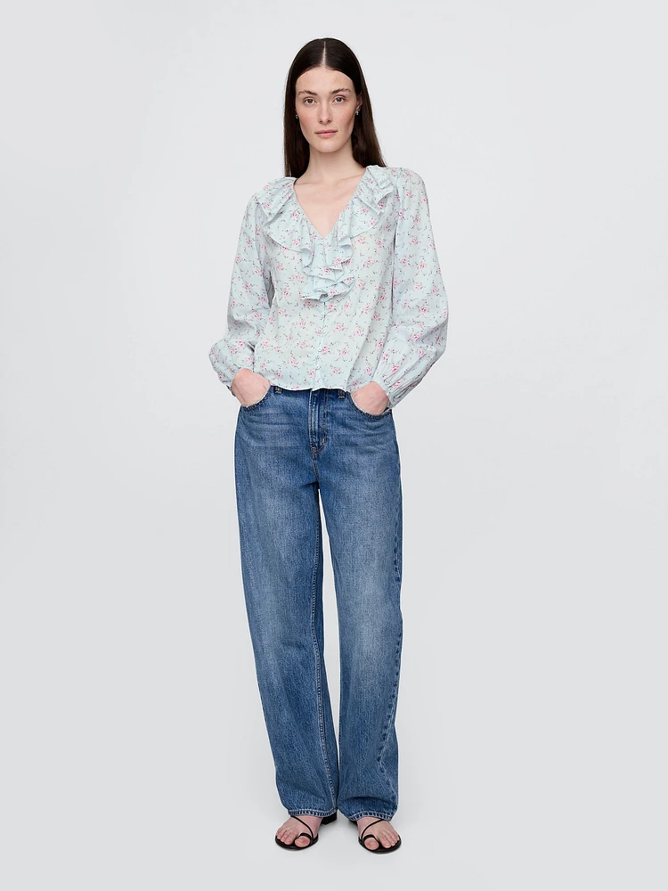 Ruffle V-Neck Shirt