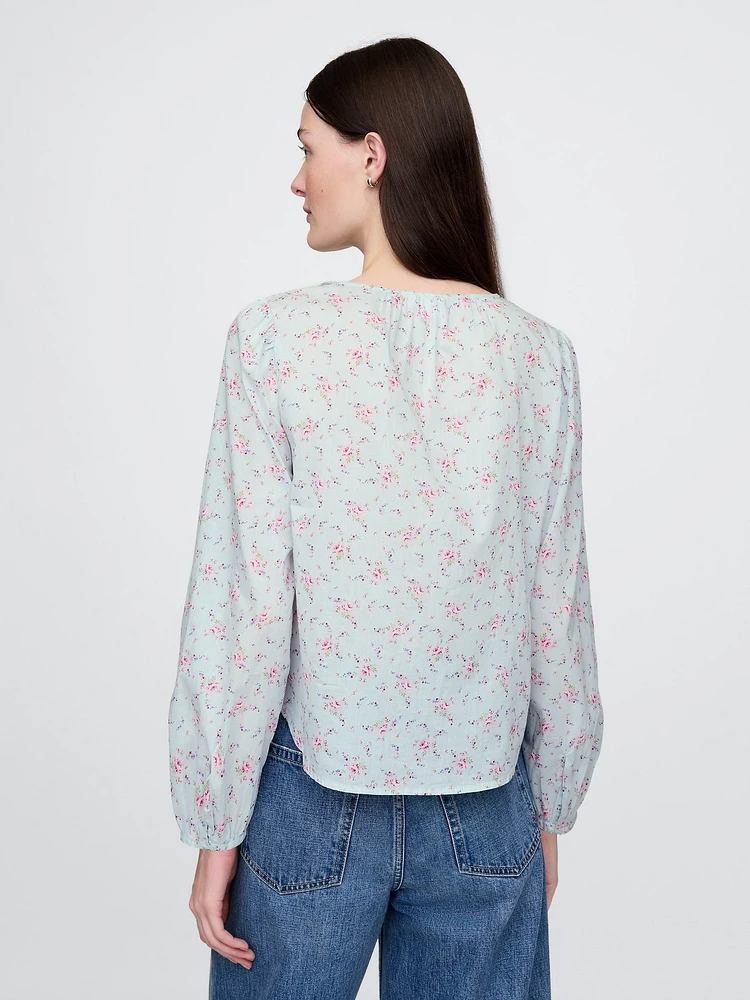 Ruffle V-Neck Shirt