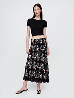 Crepe Lace-Trim Maxi Skirt