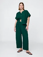Cotton Gauze Easy Barrel Pants