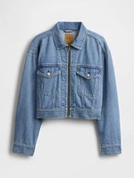 Cropped UltraSoft Icon Denim Jacket