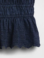 Smocked Eyelet Denim Cami