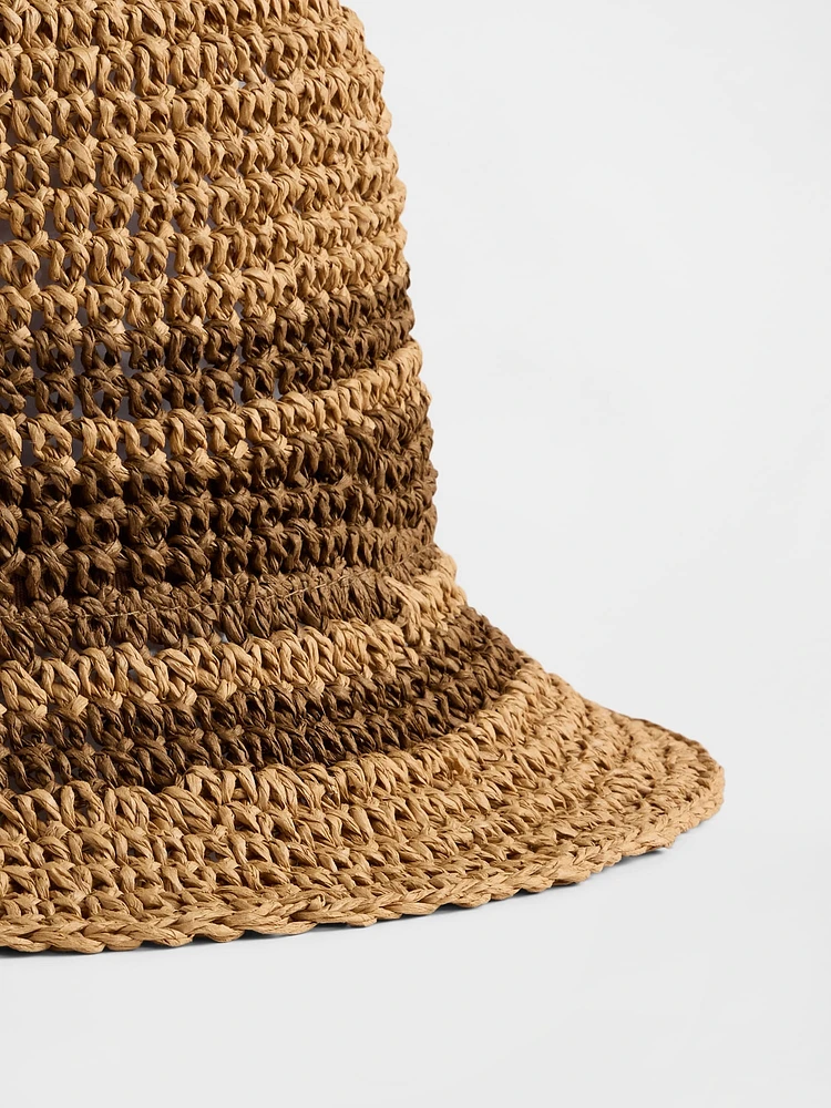 Striped Straw Bucket Hat