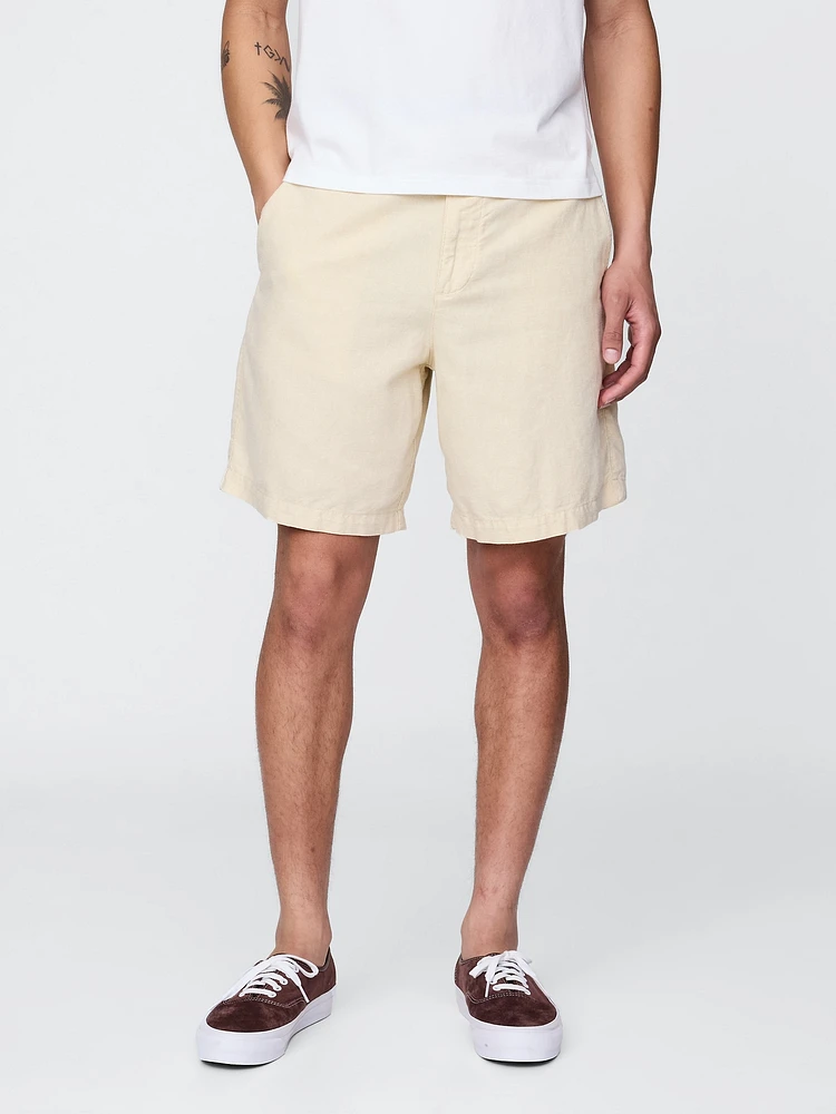 8" Linen-Cotton Shorts