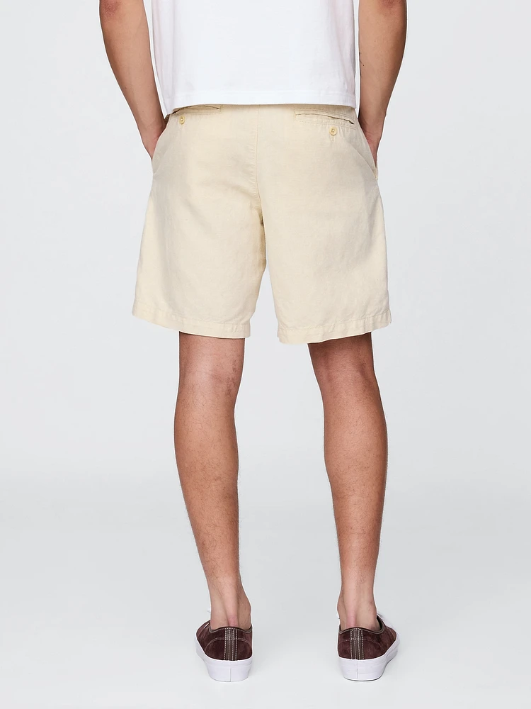 8" Linen-Cotton Shorts