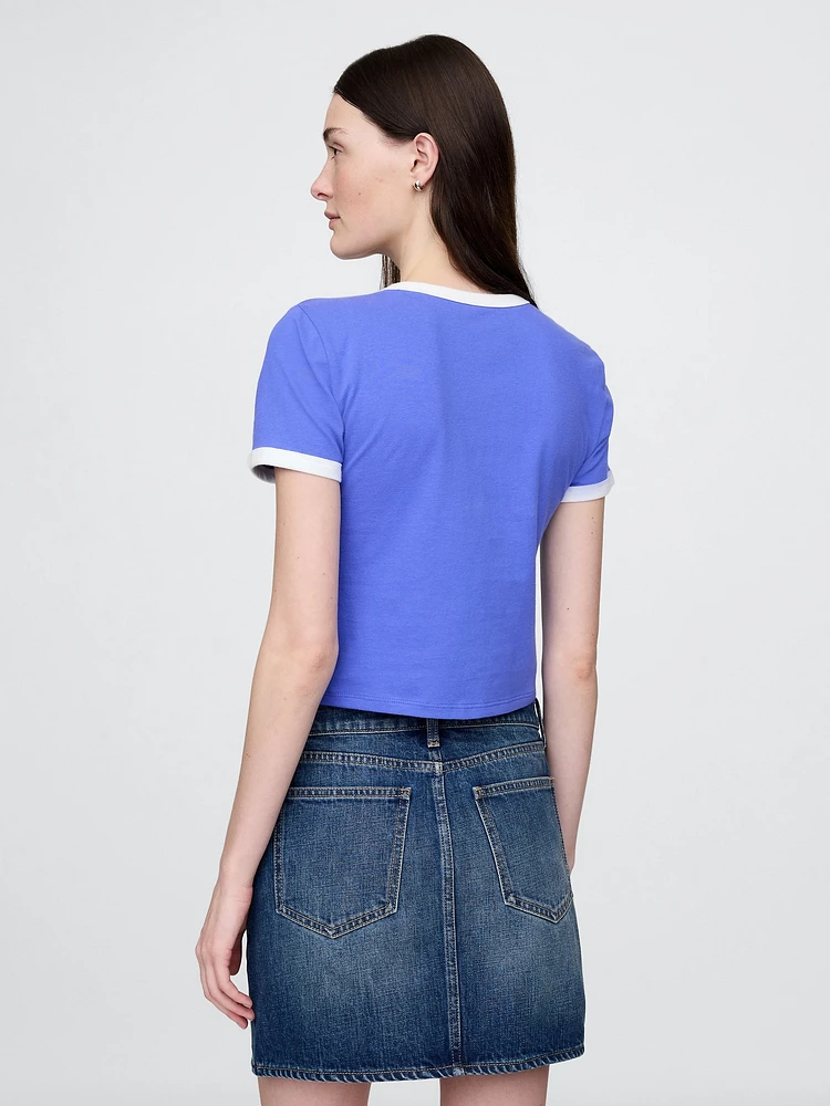 Cotton Jersey New York Logo Shrunken T-Shirt