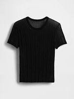 Sheer Rib Sweater T-Shirt