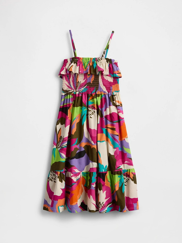 Kids Smocked Ruffle Midi Dress