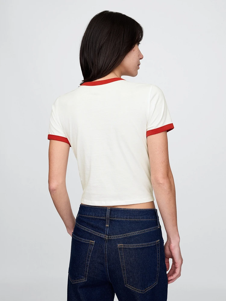 Cotton Jersey Graphic Shrunken T-Shirt