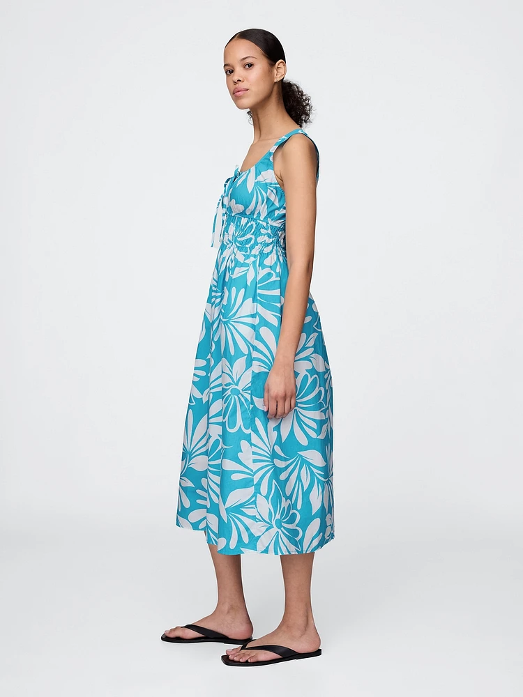 Poplin Smocked Midi Dress