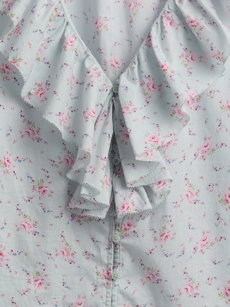 Ruffle V-Neck Shirt