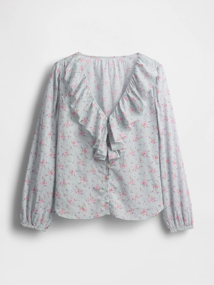 Ruffle V-Neck Shirt