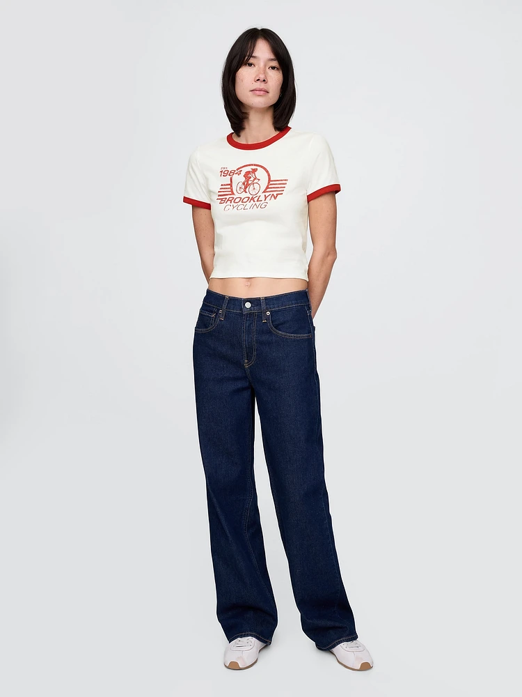 Cotton Jersey Graphic Shrunken T-Shirt
