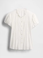 Bubble-Sleeve Pintuck Top