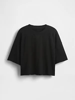 French Terry Cropped Rolled Hem Sweatshirt