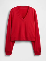French Terry Cropped V-Neck Sweatshirt