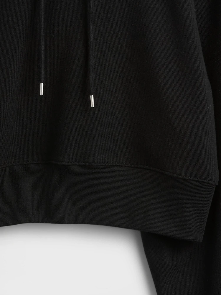 French Terry Oversized Crop Hoodie
