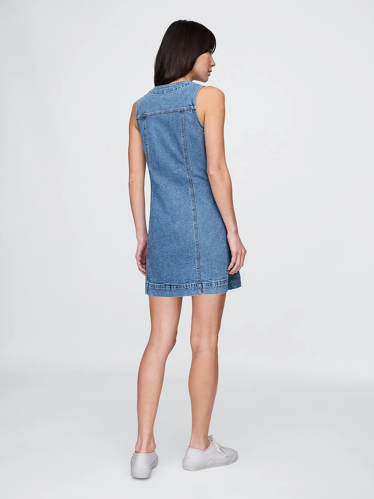 Denim V-Neck Mini Dress