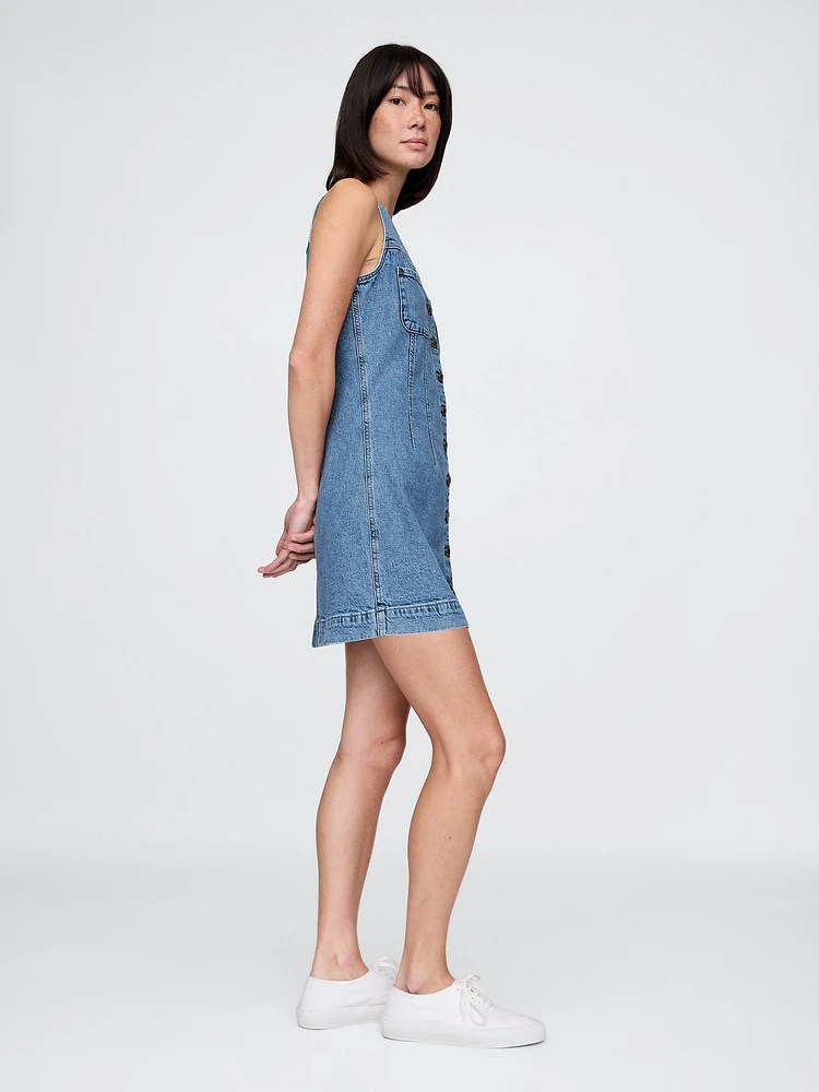Denim V-Neck Mini Dress