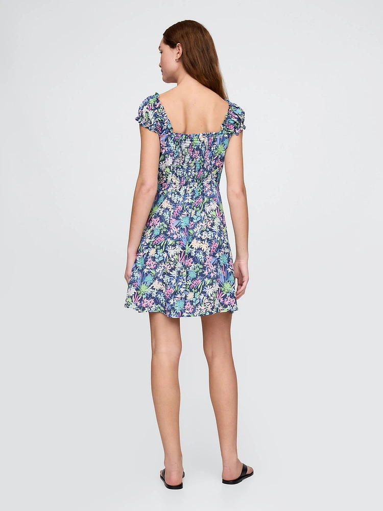 Puff-Sleeve Sweetheart Mini Dress