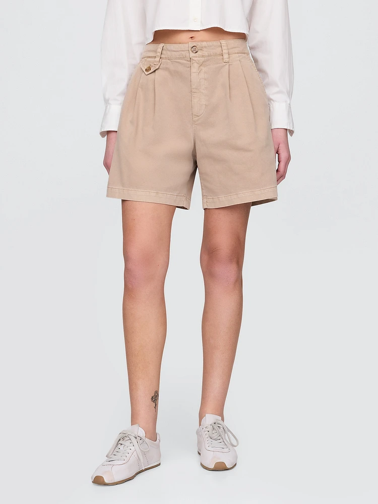 6" Mid Rise Twill Pleated Trouser Shorts