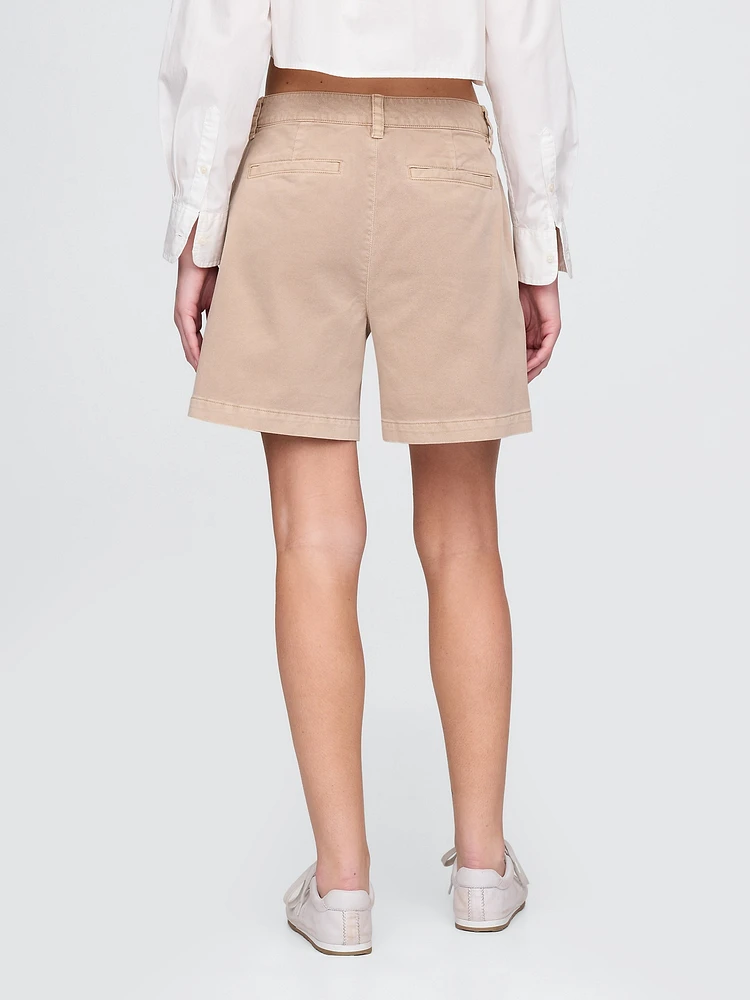 6" Mid Rise Twill Pleated Trouser Shorts
