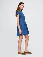 Cotton Gauze Denim Mini Shirtdress