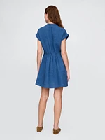 Cotton Gauze Denim Mini Shirtdress
