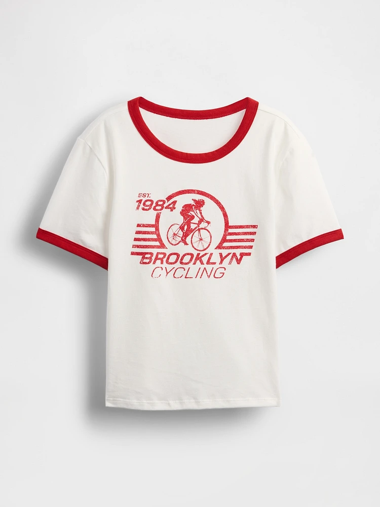 Cotton Jersey Graphic Shrunken T-Shirt