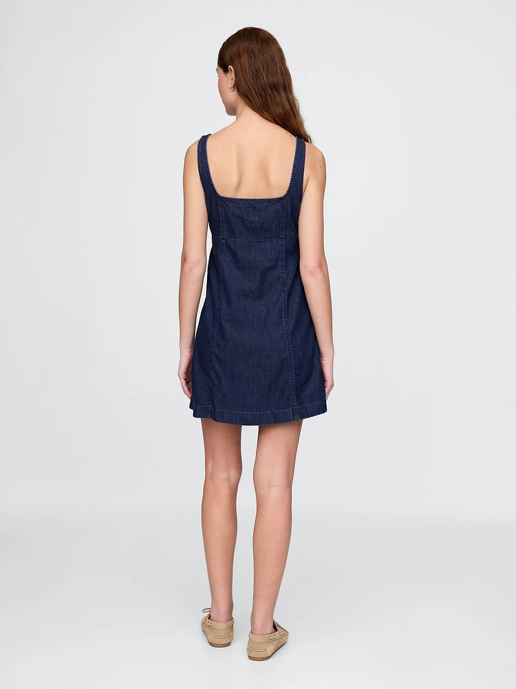 UltraSoft Denim Square-Neck Mini Dress