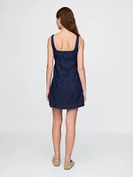 UltraSoft Denim Square-Neck Mini Dress