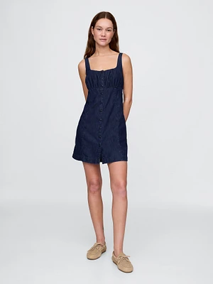 UltraSoft Denim Square-Neck Mini Dress