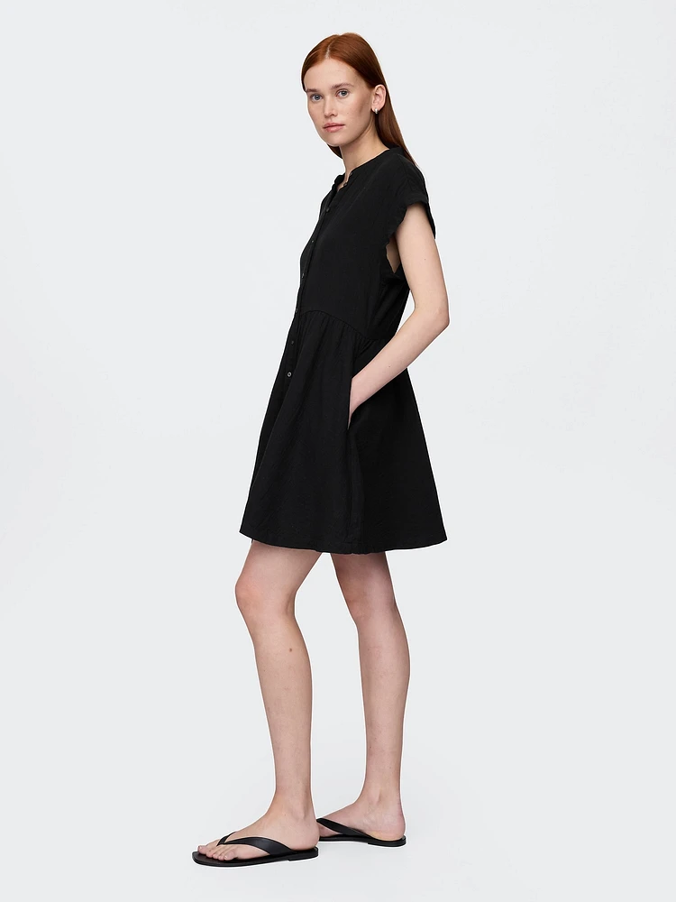Cotton Gauze Mini Shirtdress