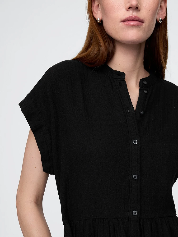 Cotton Gauze Mini Shirtdress