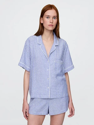 Linen-Blend PJ Shirt