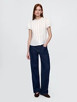 Bubble-Sleeve Pintuck Top