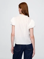 Bubble-Sleeve Pintuck Top