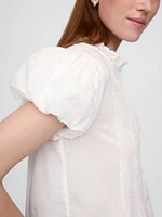 Bubble-Sleeve Pintuck Top