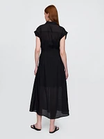 Sheer Midi Shirtdress