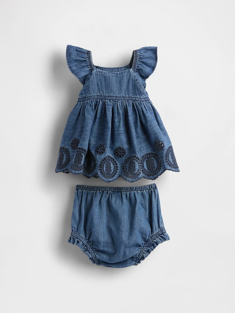 Baby Denim Eyelet Outfit Set