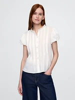 Bubble-Sleeve Pintuck Top