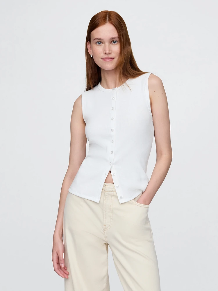 Modern Rib Cardigan Vest